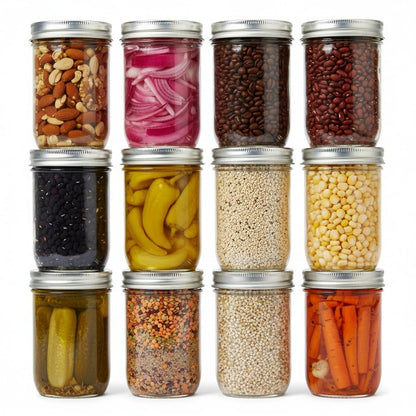 Lonriva 12 Pcs 16oz Wide Mouth Mason Jars, Glass Jars with Silver Metal Lids and Rings, Canning Jars for Overnight Oats, Food Storage, Dry Food, Snacks, Candies and More