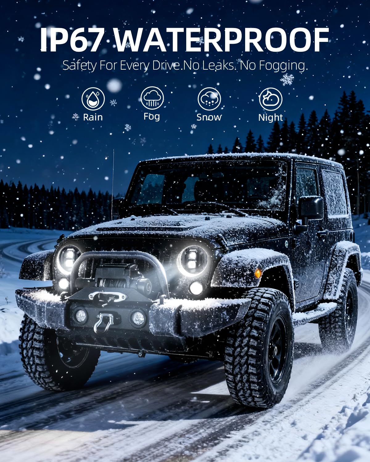 BESURE 2PCS New Anti-glare 7 Inch Round Led Headlights DOT Approved Compatible with Jeep Wrangler JK TJ LJ, C-hevy, M-iata & More, Hi/Low Beam Headlight Assembly, H6024 LED Headlight IP67 Waterproof