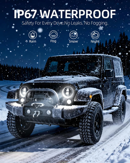 BESURE 2PCS New Anti-glare 7 Inch Round Led Headlights DOT Approved Compatible with Jeep Wrangler JK TJ LJ, C-hevy, M-iata & More, Hi/Low Beam Headlight Assembly, H6024 LED Headlight IP67 Waterproof