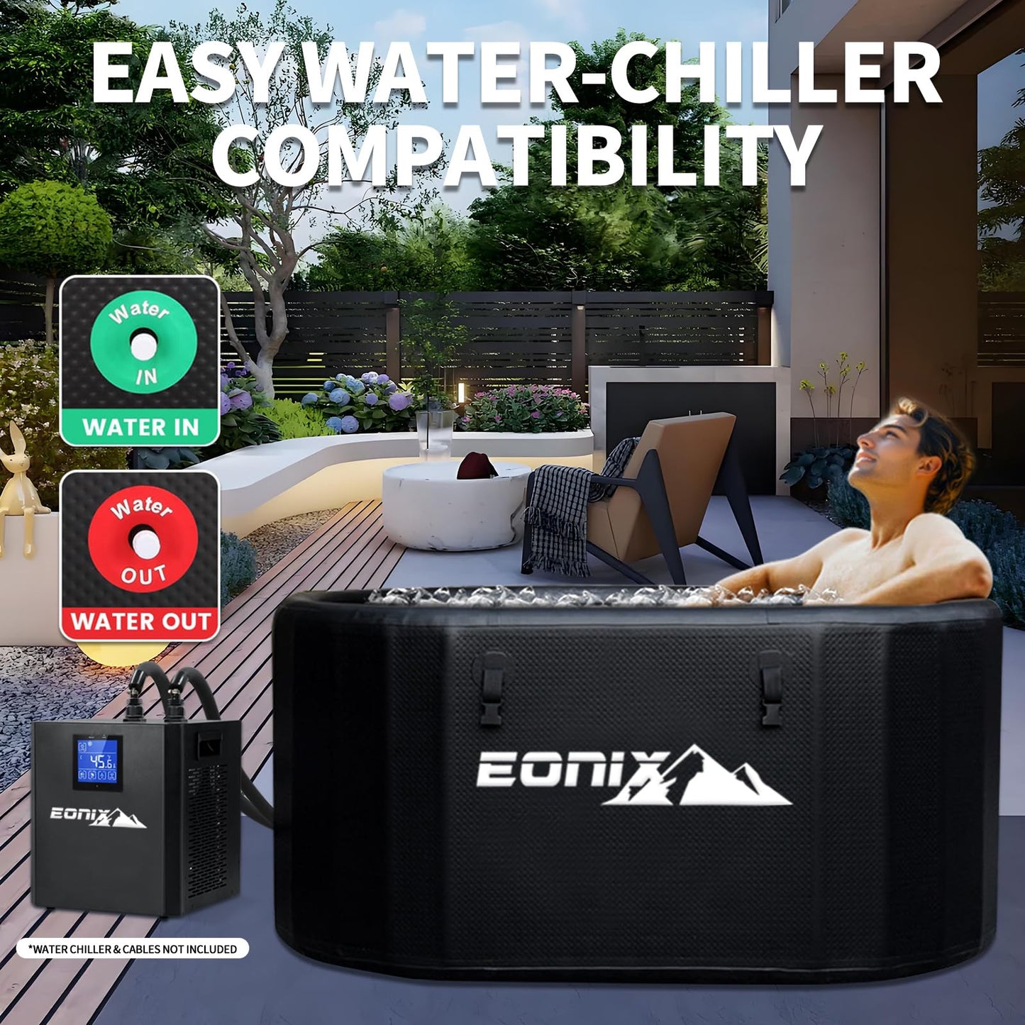 1/3HP Ice Bath Chiller & Cold Plunge Tub Bundle – 216 Gal Insulated Ice Pod, Built-in Pump & Filter, Cold Plunge Tub with Water Chille for Athletes, Recovery & Home Wellness