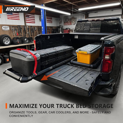 IIIREENO Slide-Out Truck Bed Organizer Tray, Heavy Duty Cargo Storage System with Easy Tailgate Access, Fits Mid-Size Bed Organizer 5'Beds, Durable HDPE Material, No Drilling