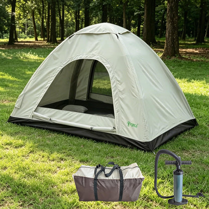 JEEFHO New Inflatable Frameless Foldable Tent. 210D Waterproof for Camping. Durable, Portable and Easy to Set up, Ideal for Hiking and Road Trips. with a Large-bore Manual Pump with Pressure Gauge