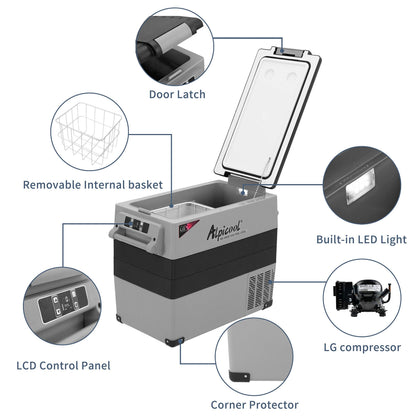 Alpicool LGCF55 Portable Refrigerator 12 Volt Car Freezer 52 Quart Mini Fridge Freezer (-4℉~68℉) for Truck, RV, Vehicle, Travel, Outdoor -12/24V DC