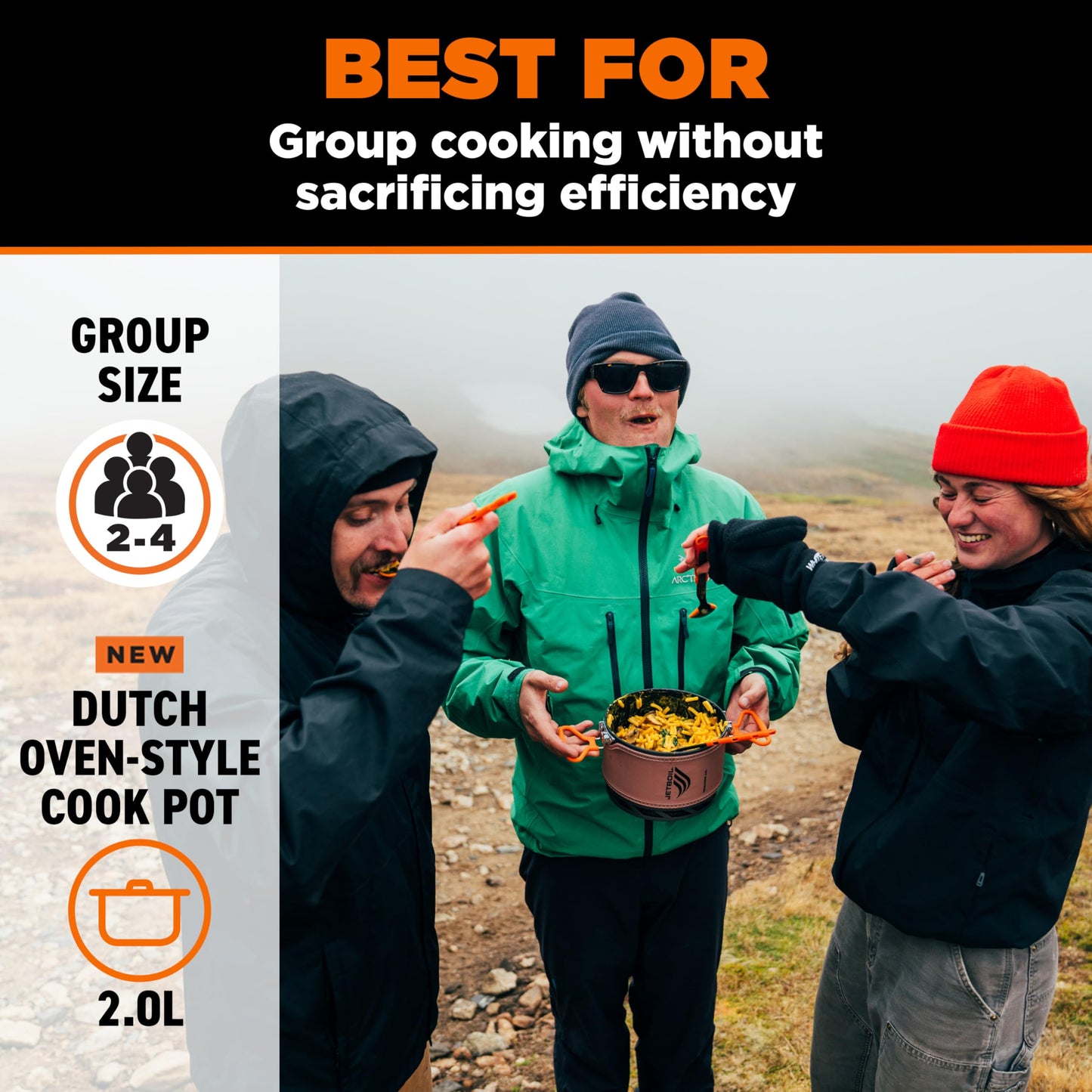 Jetboil TrailCook 2.0L Camping and Backpacking Stove Cooking System with Adjustable Heat Control, New for 2026, Tan