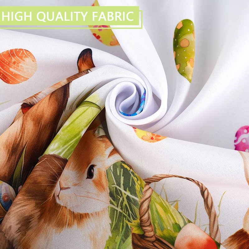 Roszwtit Spring Easter Tablecloth, Easter Eggs Bunny Floral Table Cloth Waterproof, Spring Rabbit Flowers Kitchen Table Decor for Dining Holiday Party 60x84 Inch Rectangle