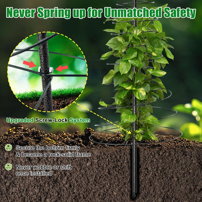 Spiral Frame Trellis for Climbing Plants Outdoor Indoor - 44" Adjustable Heavy Duty Metal Garden Plant Support with Anti-Wobble Screws,for Pole Beans,Tomato, Sweet Pea,Clematis,Potted Plants,Vine