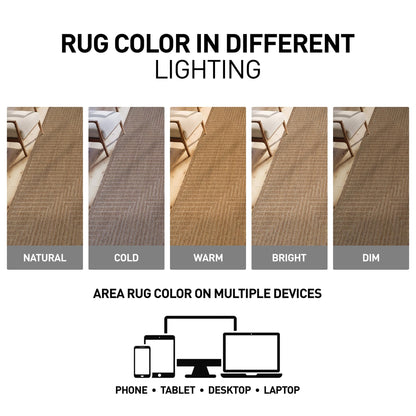 Rugshop Geometric Lines Indoor Outdoor Flat Woven Area Rug,Natural Jute-Style,Easy-Care Patio Rug for Backyard Porch Deck Balcony, 7'10" x 10' Sand/Natural