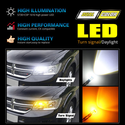 Alla Lighting 7443 Switchback LED Bulbs, Dual-Color Amber Yellow & Xenon White, T20 7443 7444, Model Alla-7443-5730+1616
