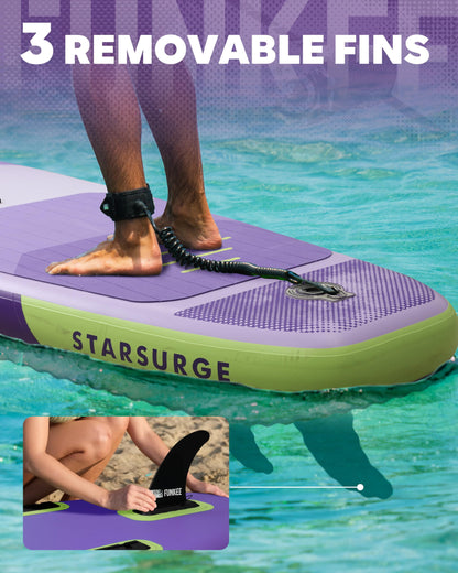 FUNKEE 11’×34"×6" Extra Wide Inflatable Stand Up Paddle Board, Sup Board with Removable Fins, Backpack, Floating Paddle, Safety Leash, Floating Phone Case for Adults & Youth of All Skill Levels