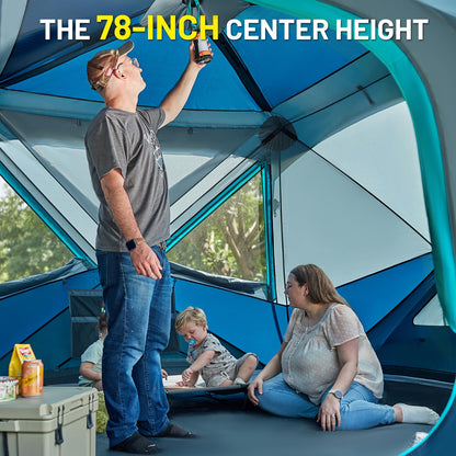 Timber Ridge 4-5 Person Instant Pop Up Cabin Hub Tent, 60S Easy Setup, Weather Resistant Family Tent with Rain Fly and Carry Bag for Outdoor Camping, Blue