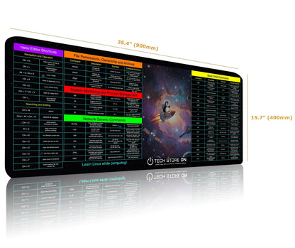 Linux Programmer Command XXL Mouse Pad – 900×400 mm Non-Slip Desk Mat with Essential Linux Commands & Examples for Coders, Sysadmins & IT Pros