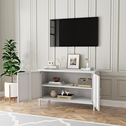 Elitehouse 2 Door Steel Accent Cabinet,White Metal Storage Cabinet with Adjustable Shelf,2-Tier Office Cabinet,Multipurpose Metal Locker Storage Cabinet for Office Home,Music Studio