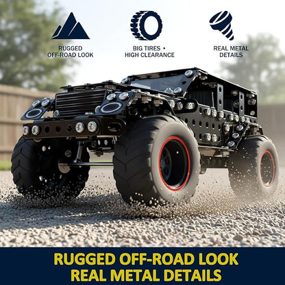 496 Pcs Metal Building Toys for Boys &amp Girls 8-12 Years Old Off-Road Vehicle Model Truck Kits STEM Engineering Construction Set Monster Car Educational Gift for Kids Ages 8 9 10+