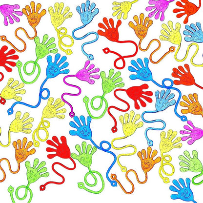 JOYIN 48Pcs Glitter Sticky Hands Party Favors, Party Favors Set for Kids, Holiday Traditions, Classroom Treasure Box Carnival Prizes Bulk Pinata Stuff Mini Toys, Goodie Bags