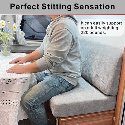 Dulepax RV Dinette Booth Cushions with Memory Foam，Replacement Camper Cushions，Dinette Seat for Camper Trailer，RV Dinette Seat Including 1 Backrest & 1 Bench,RV Sofa,RV Couch,Grey,44inch.