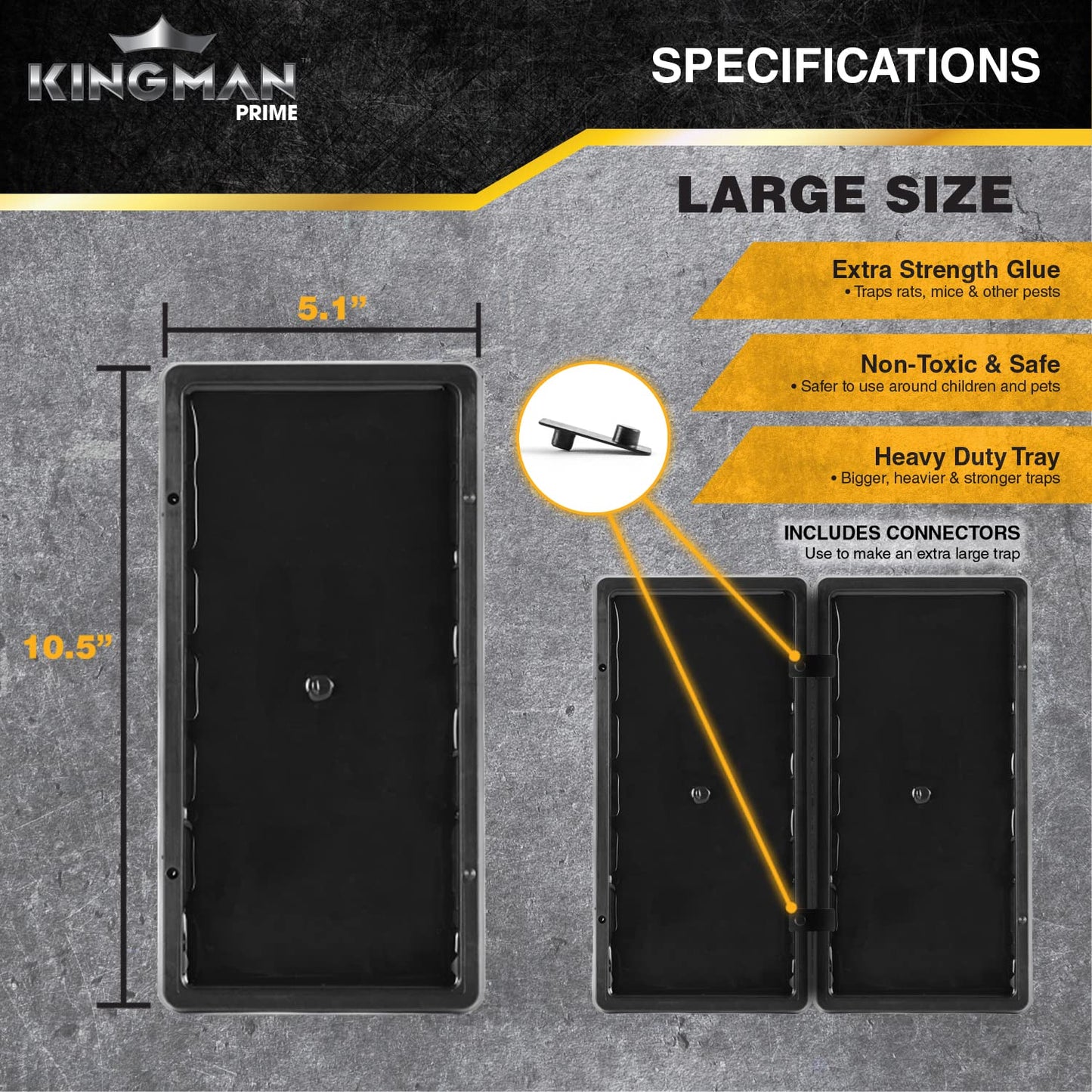 KINGMAN PRIME Rat Mouse Rodent Pest Glue Trap (Large Size) Tray Heavy Duty (96 Traps) with Connectors