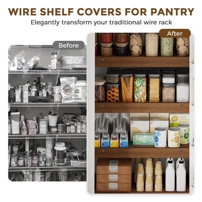 Bamboo Wire Shelf Covers, Wood Shelf Covers for Wire Shelving, 5 Pack Wire Rack Covers, Wire Shelf Liner for Pantry, Closet, Kitchen 24" W x 16" D