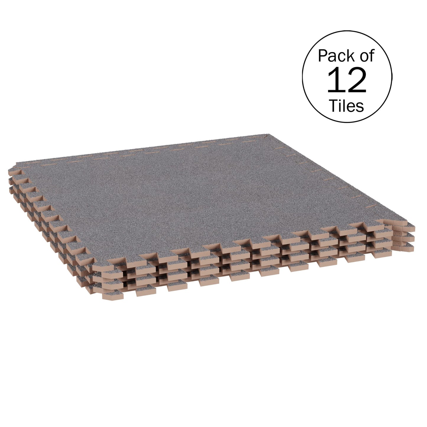 Foam Flooring Tiles - 12-Pack Interlocking EVA Foam Pieces - Non-Toxic Floor Padding for Playroom, Gym, or Basement by Stalwart (Gray)