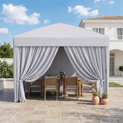 KIGOTY 10x10 FT Portable Pop Up Canopy Tent, Adjustable Height Instant Gazebo with Sidewalls, One-Push Setup Outdoor Canopy for Camping, Parties, Vendor Events (White, 3m × 3m)