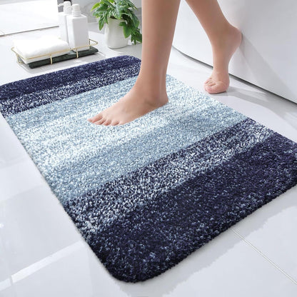 OLANLY Ombre Bath Rug Set - Soft and Absorbent 2-Piece Bathroom Rugs in Airy Blue | 24x16 & 24x20 Inches