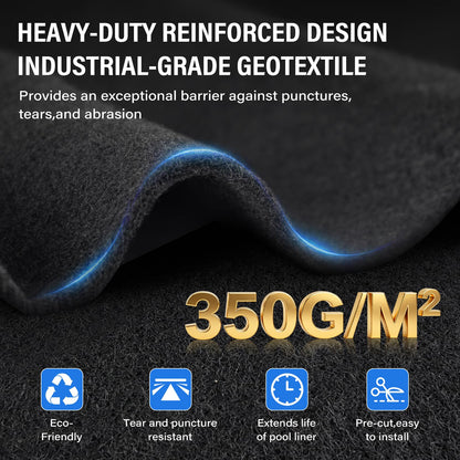 TIXANF 350G/M² Thicker 24FT Pool Liner Pad,Seamless Above Ground Pool Liner, Thicker Durable Geotextile Material, Pre-Cut Heavy Duty Round Pool Liner Pad, Puncture Protection,Extend Liner Life(Black)