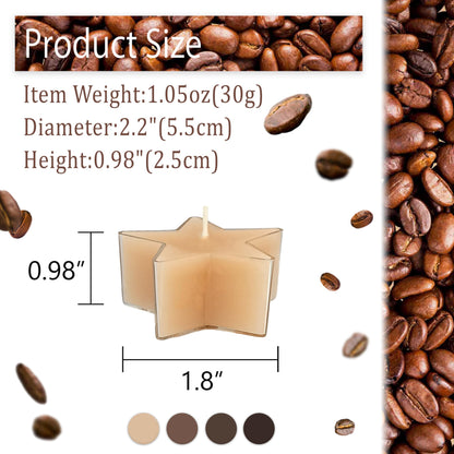 Earth Tone Star Tea Lights Set of 12, Coffee Scented Tealight Candles, Handmade Tea Candles, Long Burning Tealights for Romantic Wedding Home Decor Gift