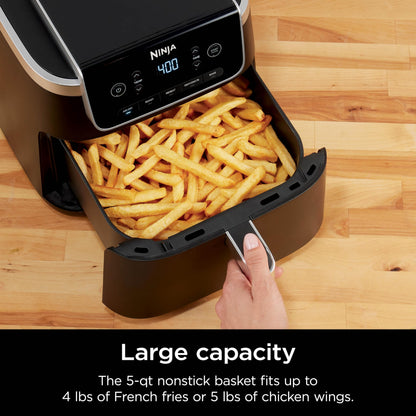 Ninja | Air Fryer | 4 QT Capacity | 4-in1 Roast, Crisp, Roast, Reheats, & Dehydrates | Dishwasher Safe Parts | Includes 20 Easy & Healthy Recipes | Compact | Grey | AF101