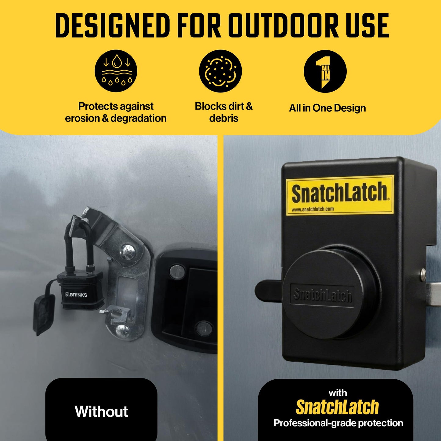SnatchLatch Seal Guard Heavy Duty Trailer Lock – Hardened Steel Shroud for Dry Van Cam Bar Latches – Protects Trucking Security Seals from Tampering & Theft – Fits 18-Wheeler & Cargo Trailer Doors