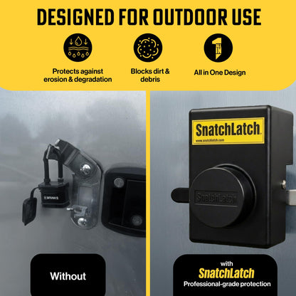 SnatchLatch Seal Guard Heavy Duty Trailer Lock – Hardened Steel Shroud for Dry Van Cam Bar Latches – Protects Trucking Security Seals from Tampering & Theft – Fits 18-Wheeler & Cargo Trailer Doors