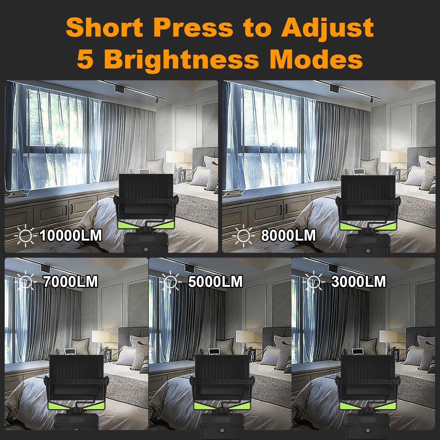 10000 mAh Rechargeable LED Work Light with Tripod Stand, 5000K Daylight White Dimmable 10000 Lumen Cordless Temporary Work Light, Long Lasting Flood Light (Upgrade 10000 mAh Battery)