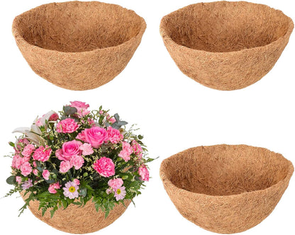 Legigo 14-Inch Coco Fiber Hanging Basket Liners - 4 Pack of 100% Natural Round Plant Liners