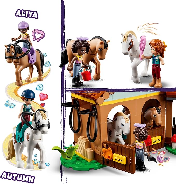 Lego Friends Autumn’s Horse Stable 41745 Building Toy Role-Play Fun for Kids Ages 7+ with 2 Mini-Dolls and 2 Horses Carriage and Riding Accessories A Gift Birthday Gift for Kids Who Love Horses