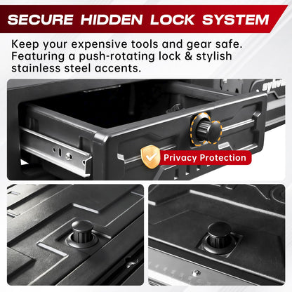 syhvu MagicBox Car Trunk Organizer for 2021-2025 Ford Bronco 4-Door, Heavy-Duty PE Storage Drawer with Hidden Lock, Fold-Flat SUV Sleeping Platform & Cargo Management System