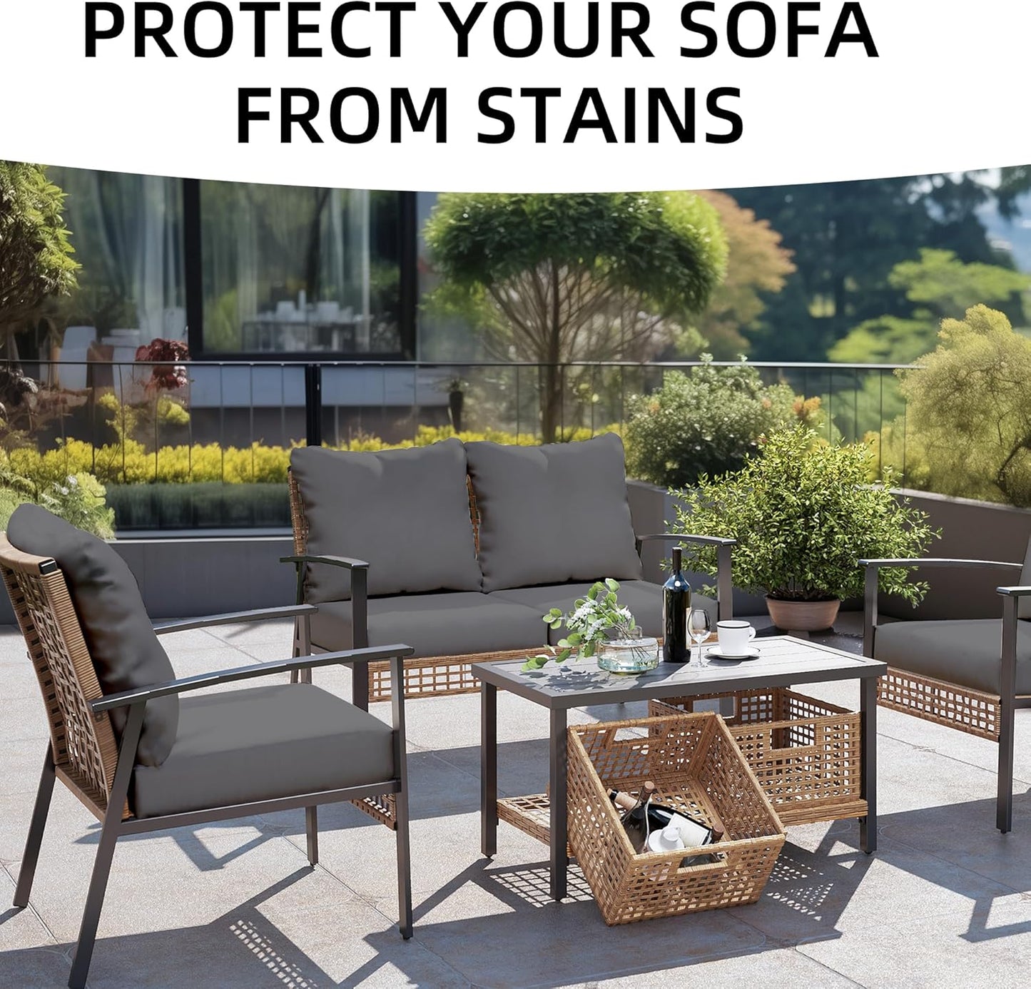 Skiennix Outdoor Cushion Covers - 12PCS Patio Furniture Slipcovers for Sofa & Sectional Chairs