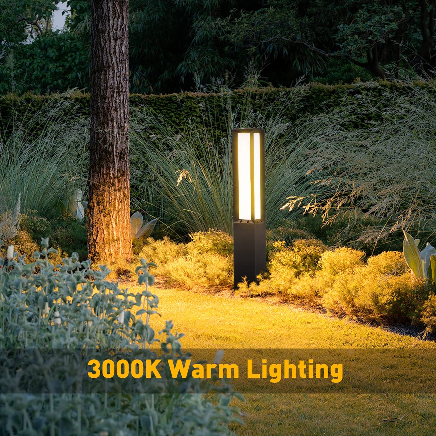 Linkmoon Landscape Path Light, Aluminum 8W 800LM Luxury LED Lighting, 32 Inches Modern Outdoor Bollard Lighting for Lawn, Patio, Courtyard and Driveway Decoration