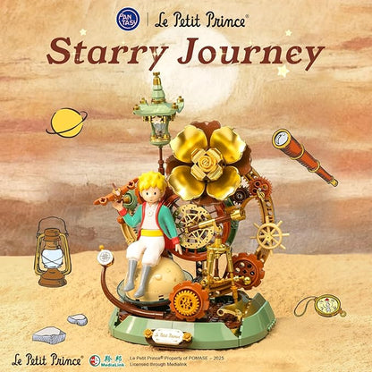 PANTASY The Little Prince – Starry Journey Building Set Vintage Mechanical Pocket Watch-Inspired Model with Gears Telescope &amp Golden Rose Collectible Display Toy with Exclusive Prince Figure