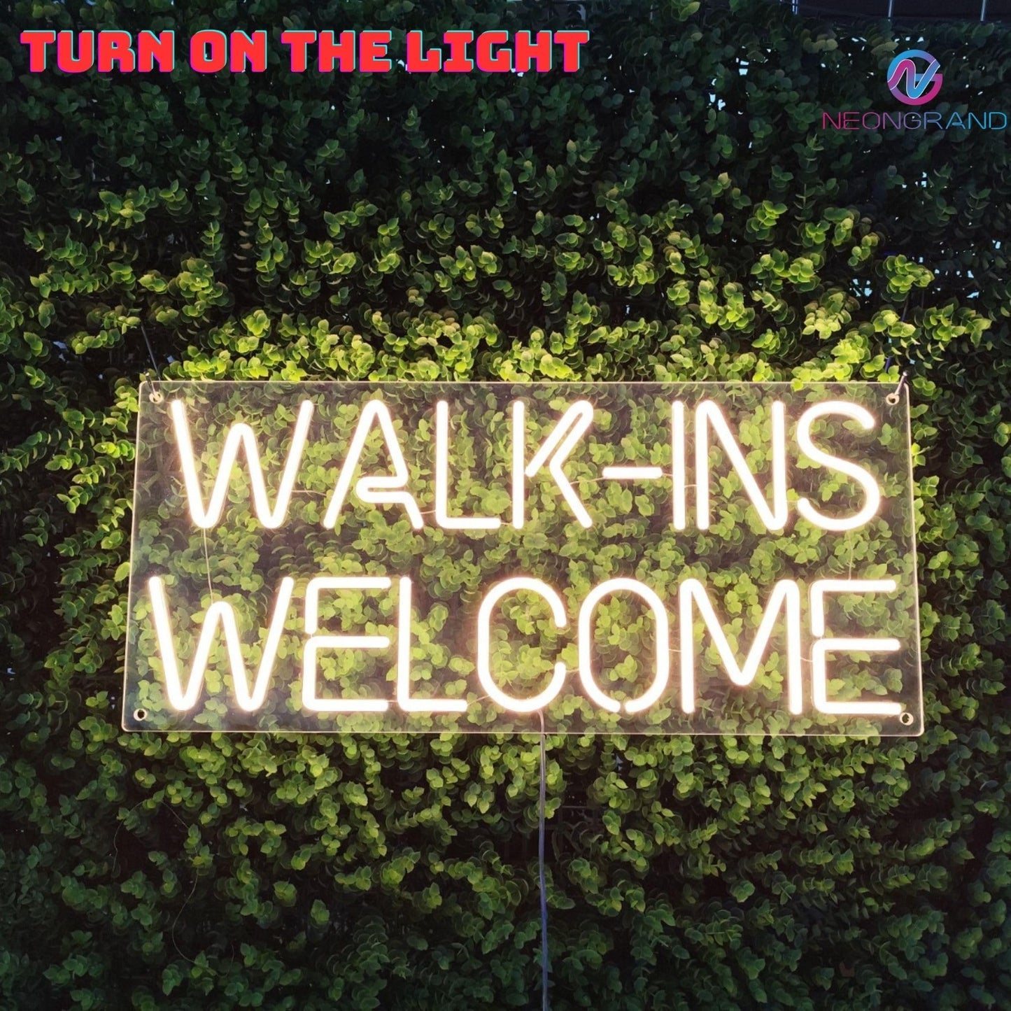 Walk-Ins Welcome Neon Sign (LARGE Sign 24x10", Remote Included) Open Led Light Neon Light Walkins Welcome Sign Walk Ins Welcome Sign For Salon Business Welcome Signs (GoldYellow - 24x10")