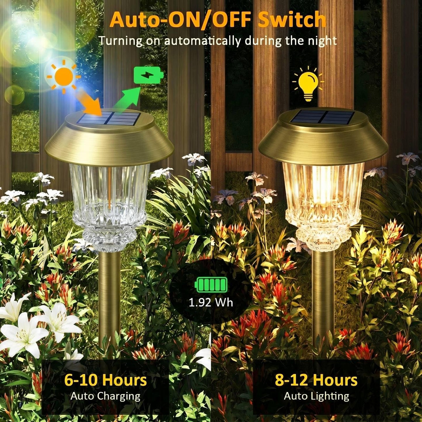 XMCOSY+ Solar Pathway Lights Waterproof - 6 Pack Solar Lights Outdoor, 10-40 LM Dimmable Outdoor Solar Light for Yard Pathway Garden Driveway Walkway (Bronze)