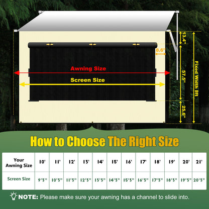 Upgraded RV Awning Sun Shade Screen with Privacy Curtain | UV Protection & Waterproof Polyester Fabric | Easy Installation for Campers, Trailers, Motorhomes (Beige, 8'X15'3'' for 16 ft Awning)