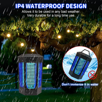 4200V Electric Fruit Fly Trap Indoors and Outdoors - 18W Gnat Trap, Mosquito Zapper with 2300 Sq Ft Coverage, IPX4 Waterproof Fly Killer for House, Kitchen, Patio, Backyard (Dark Black)