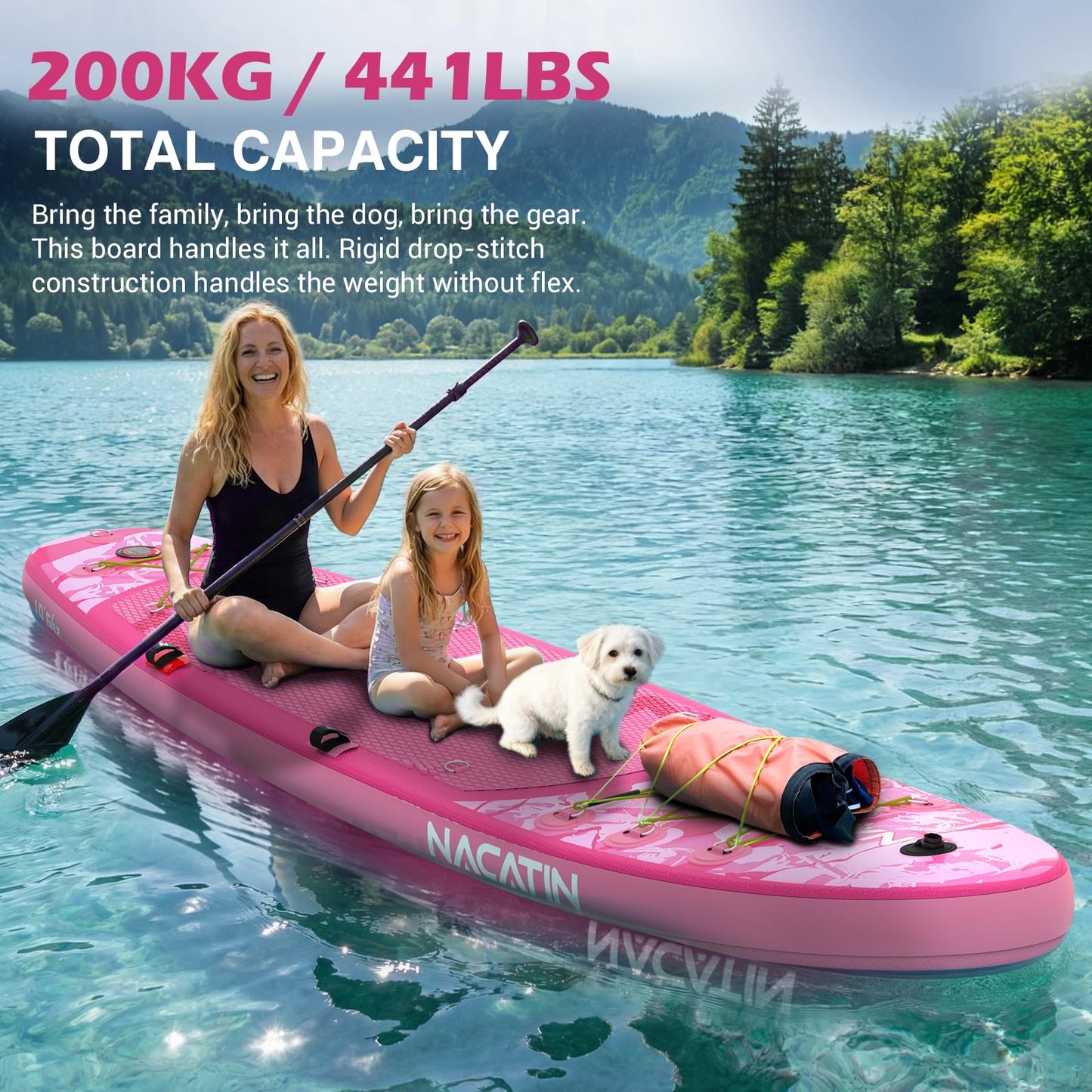 NACATIN Inflatable Stand Up Paddle Board for All Skill Levels, 10'6'' SUP Board for Adults with Non-Slip Deck, Full SUP Accessories & Storage Backpack, Great Stability for Lake, Ocean, Yoga & Fishing