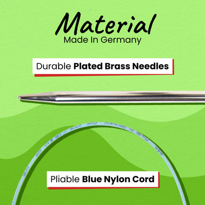 skacel by addi Turbo Circular Knitting Needles, Fixed 20 Inch (50 cm) Plated Brass Tips with Flexible Nylon Cord, 2 mm (US Size 0)