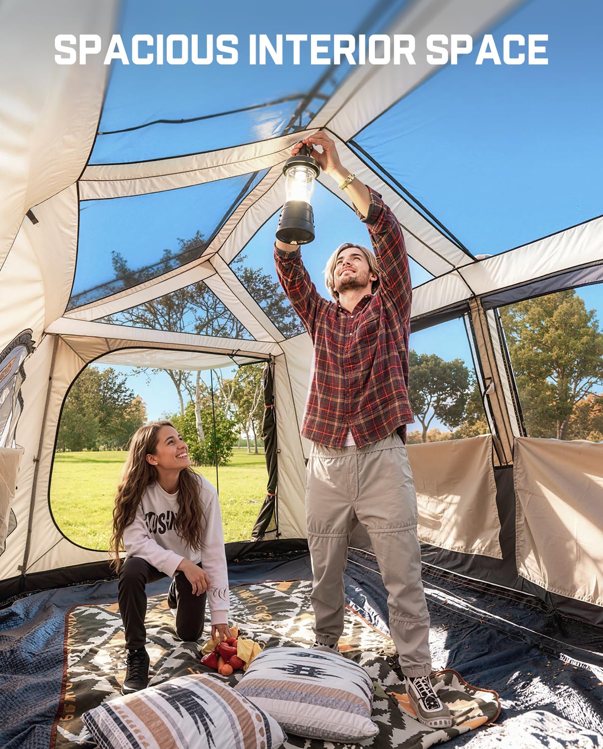 FanttikOutdoor Zeta C8 Apex Camping Tent, 8 Person Instant Cabin Tent Setup in 60s, Family Tent with Carry Bag for Family Camping & Hiking, Waterproof, Upgraded Ventilation