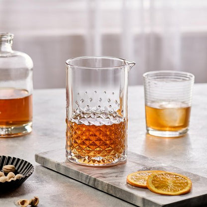 Crystal Cocktail Mixing Glass - 22 Oz 650ml - Thick and Sturdy Bottom, Durable and Seamless Design - Drink Mixer Glass for Bar Mixing Set – Whiskey Gifts for Men