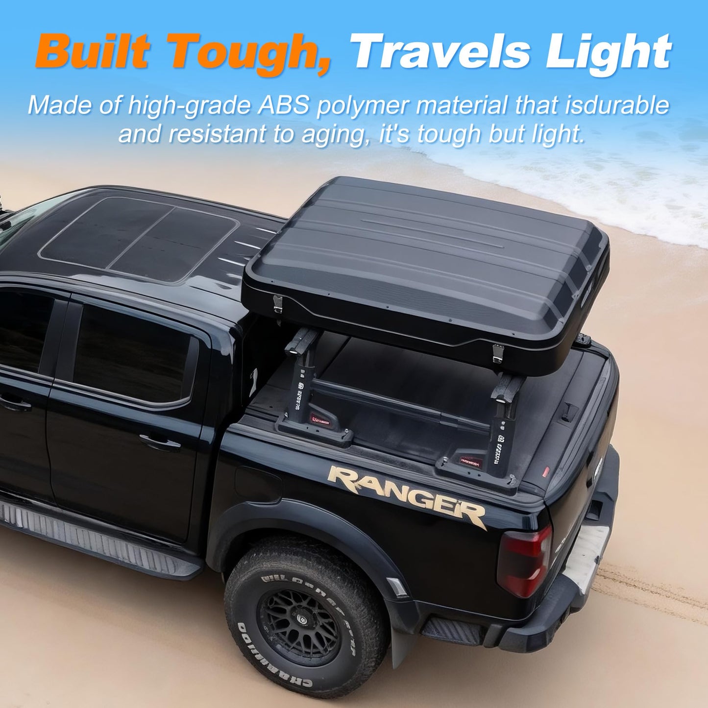 Bayati Rooftop Tent Hard Shell, Easy Set Up Pop Up Large Tent for 2-3 Person & Family Camping, Windproof Waterproof UV-Resistant Blackout Privacy 4 Season Tents for Truck, Jeep, SUV, Van, Trailer