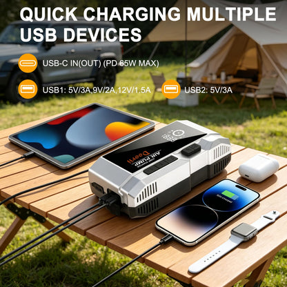 Doorii 8000A Car Jumper Starter Portable with PD65W USB-C Charging(in/Out), 11-in-1 Jump Starter with Air Compressor, 150PSI Tire Inflator for Up to All Gas/12L Diesel