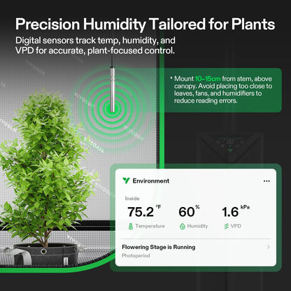 VIVOSUN AeroStream H19 Intelligent Environmental 19L Humidifier with Temp & Humidity Probe, Top Control Panel, Smart Remote Control, Designed Specifically for Use with Grow Tents