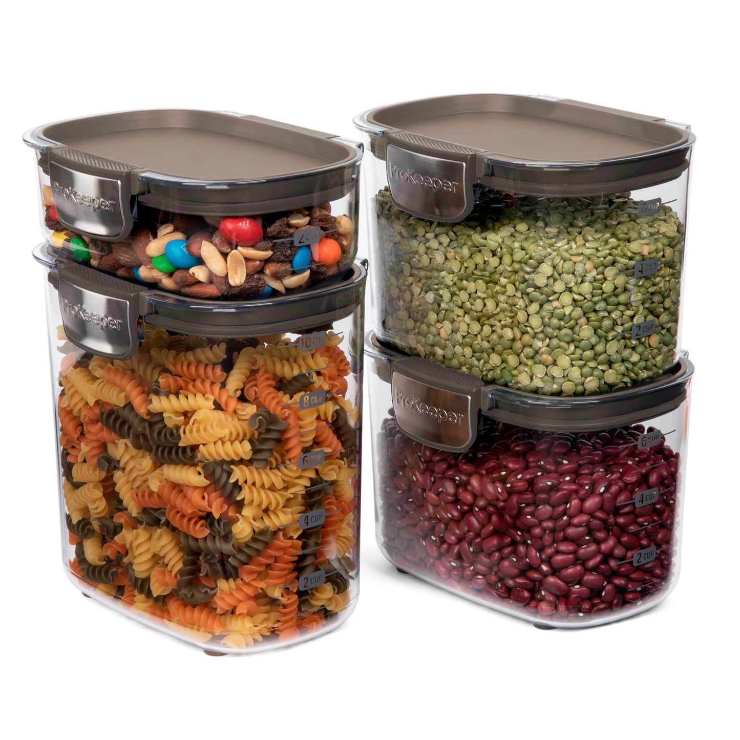 ProKeeper+ Airtight Food Storage Container Set – Clear Plastic Flour and Sugar Canister Set with Magnetic Accessories for Kitchen Organization (Taupe, 13-Piece)
