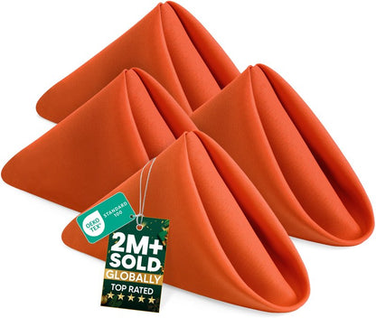 Utopia Home [24 Pack, Orange] Cloth Napkins 18x18 Inches, 100% Polyester Hemmed Edges, Washable and Reusable Ideal for Parties, Weddings and Dinners