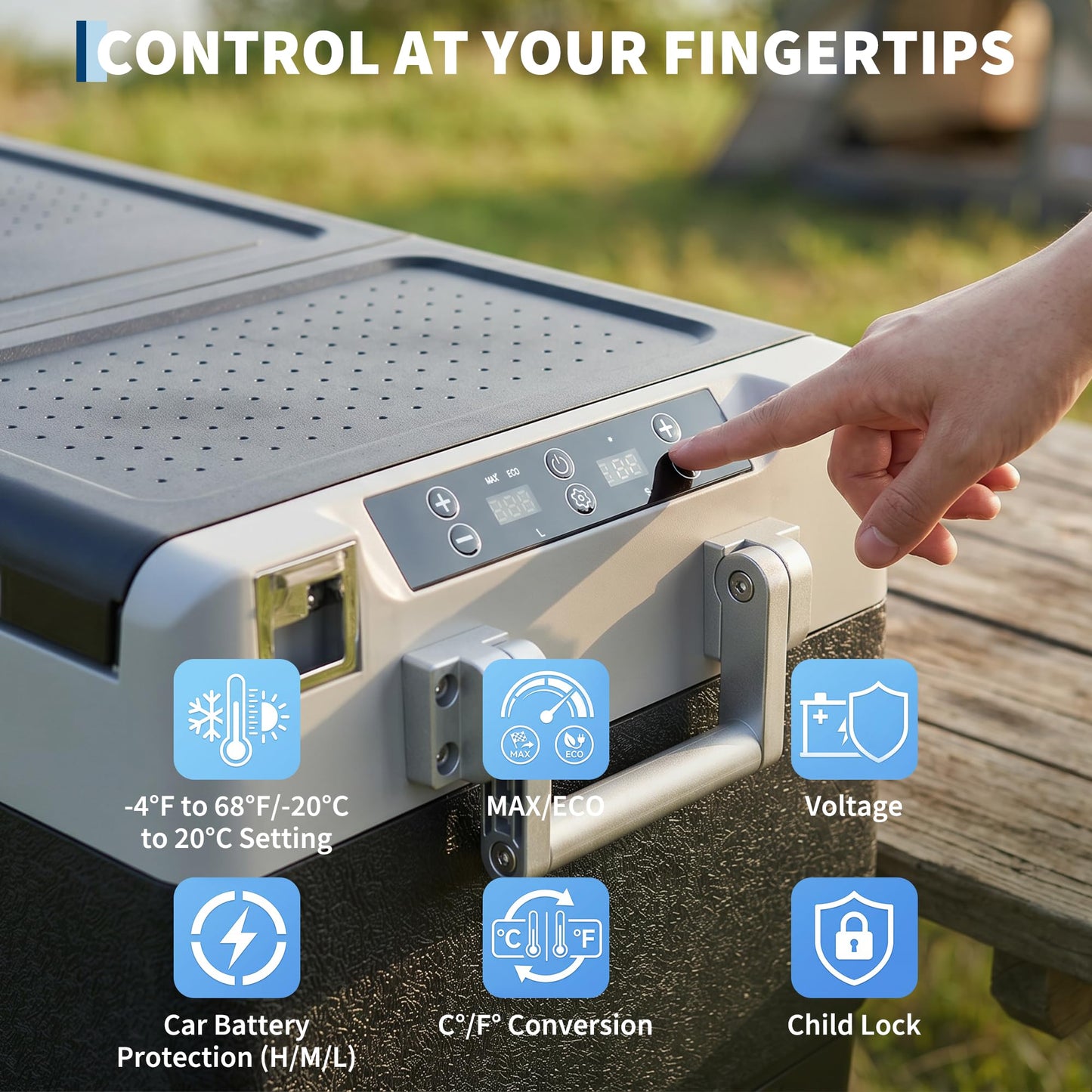 Garvee 40QT(38L) Car Refrigerator,12/24V DC & 100-240V AC Compressor Electric Cooler,Dual Zone,APP Control,-4℉-68℉,Portable Refrigerator with Wheels for Outdoor Camping,Travel Vehicles Home Use